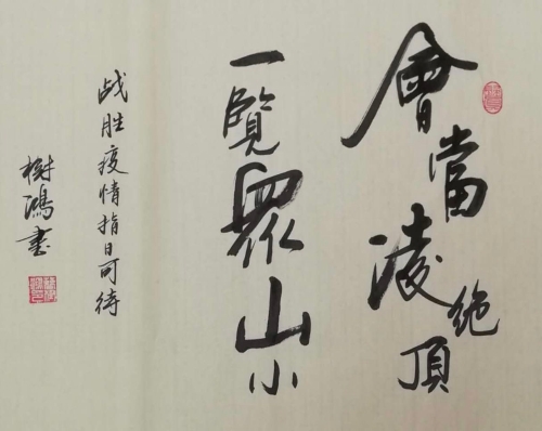 《战胜疫情指日可待》（书协-曹树鸿）