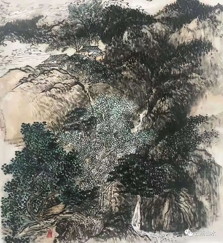 家在白云流水间    45 x45cm.webp