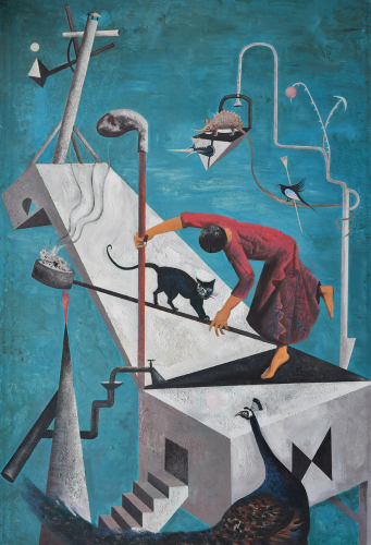 《对话系列之“蓝梦”》 120×80cm 布面油画 2019年